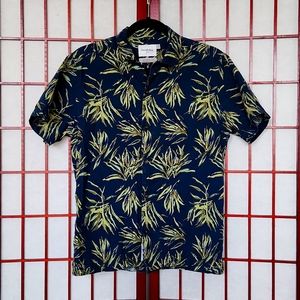 🧒Vintage Goodfellow & Co Blue/green palm print short-sleeve button-down Boys S